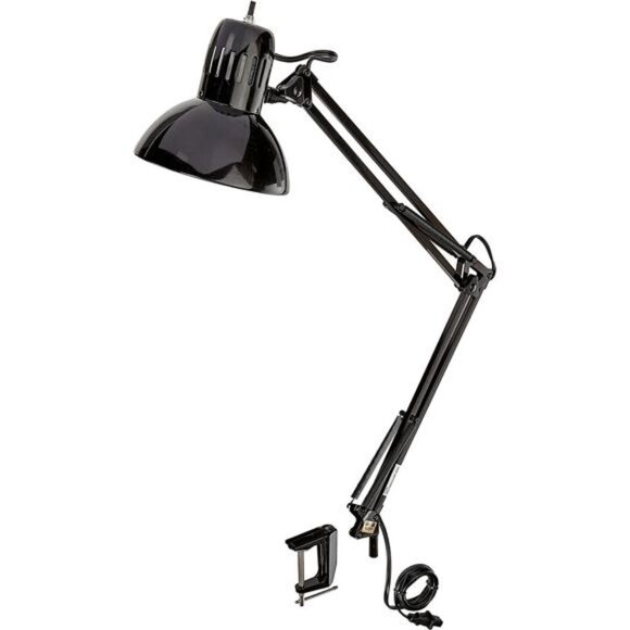 32" Multi-Joint Desk Lamp, Metal Clamp, Black, On/Off Rotary Switch on Shade - Picture 1 of 6